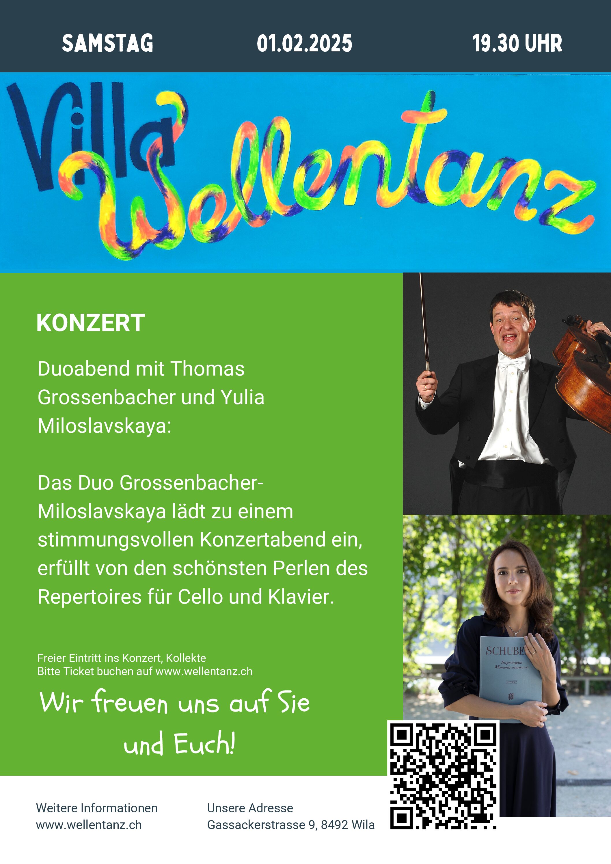 Konzert mit Thomas Grossenbacher, Violoncello Yulia Miloslavskaya, Piano